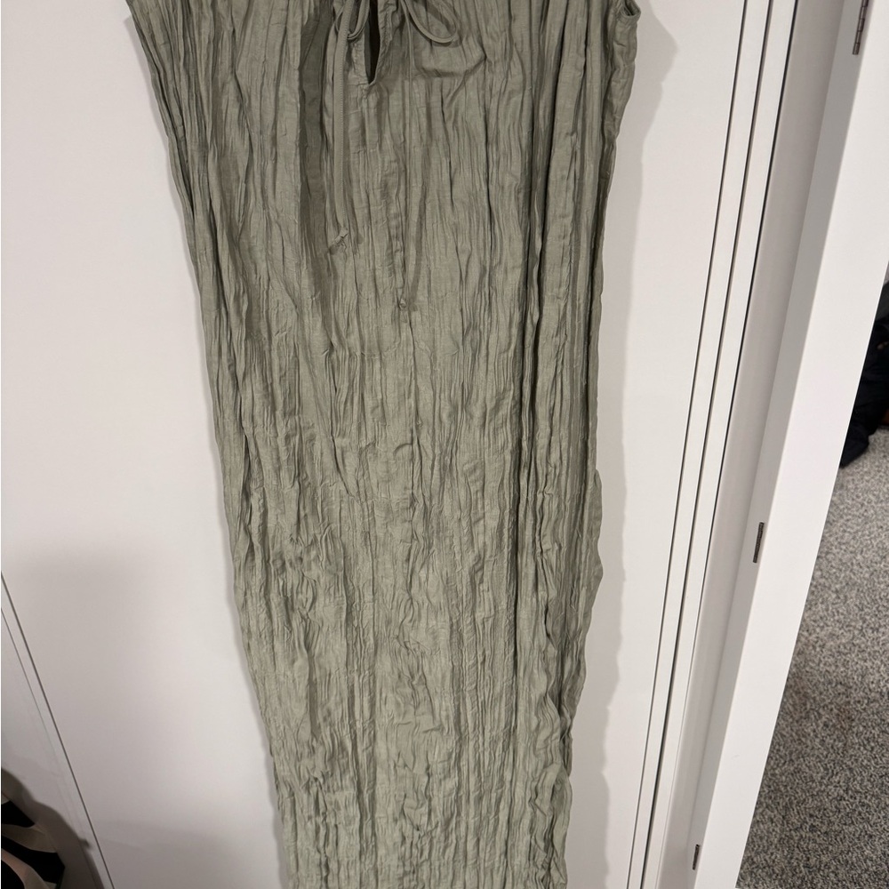 J. Crew Olive Crinkled Dress
